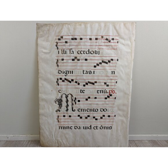 Large Medieval 20 x 26" Antiphonal Religious Music Sheet, Statuit ei Dominus - Picture 4 of 10